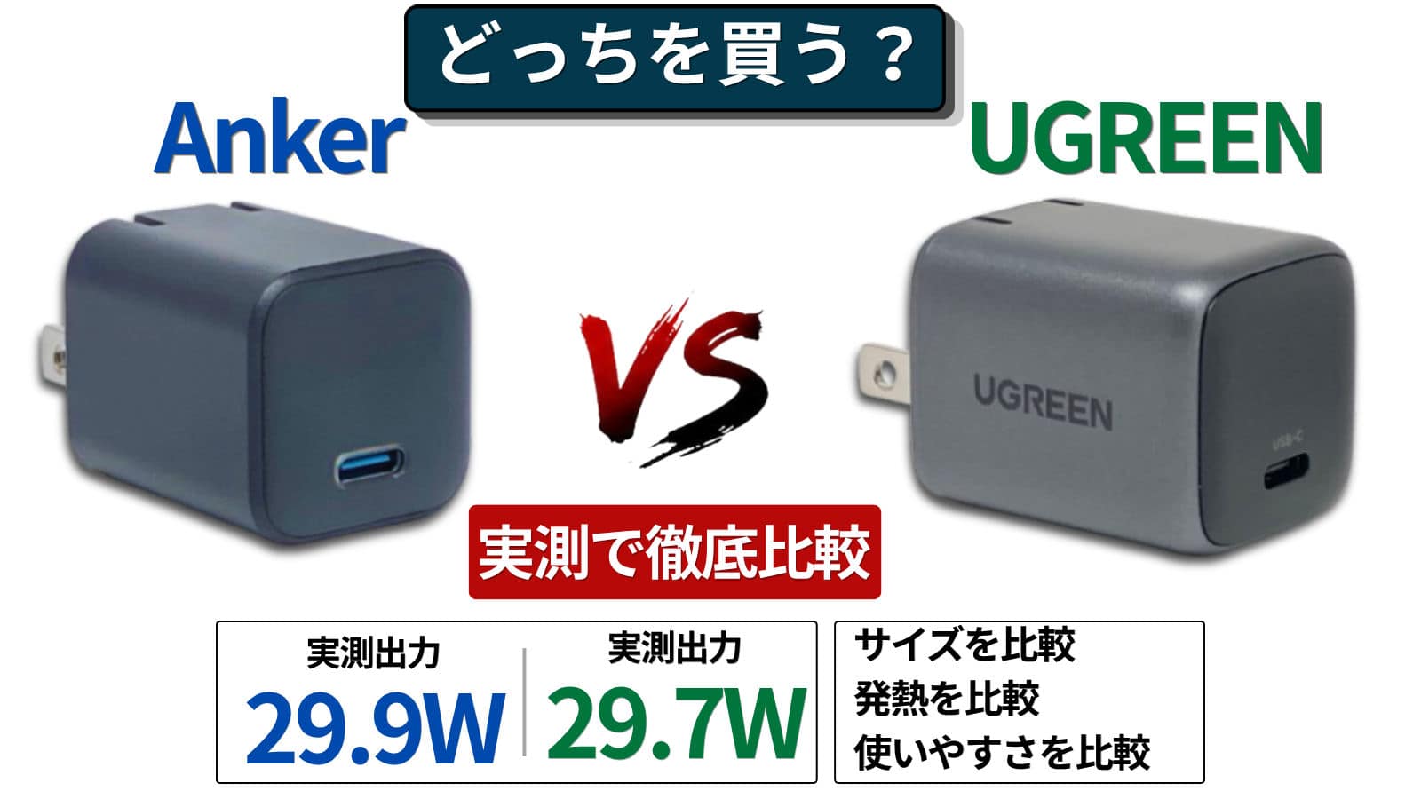 Anker 511とUGREEN 30Wを実機検証した30W充電器おすすめ比較のアイキャッチ